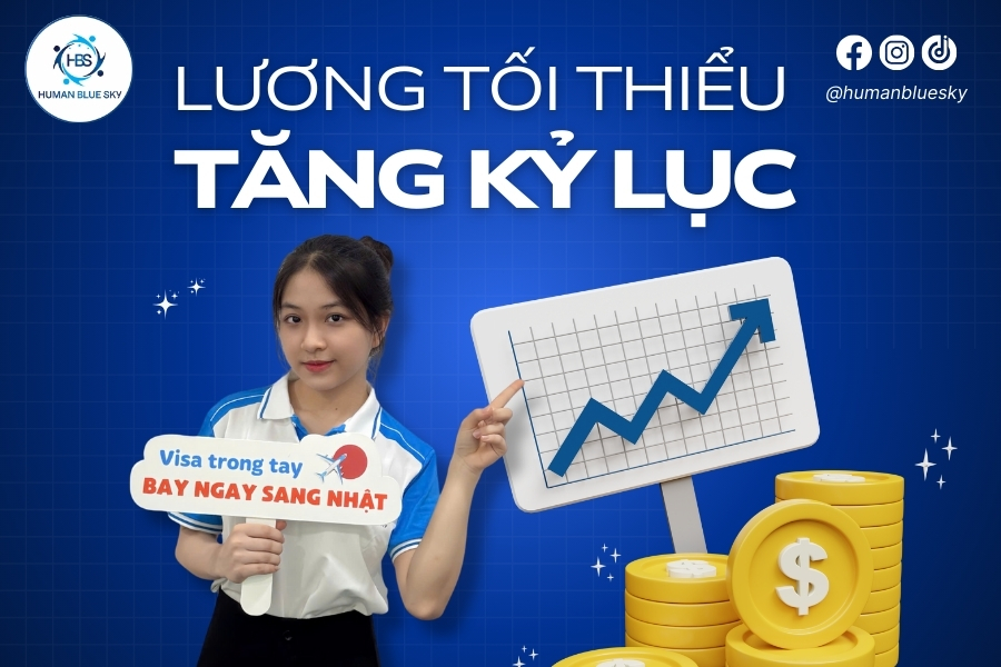 human blue sky, kỹ sư nhật bản, nhật bản tăng lương tối thiểu vùng
