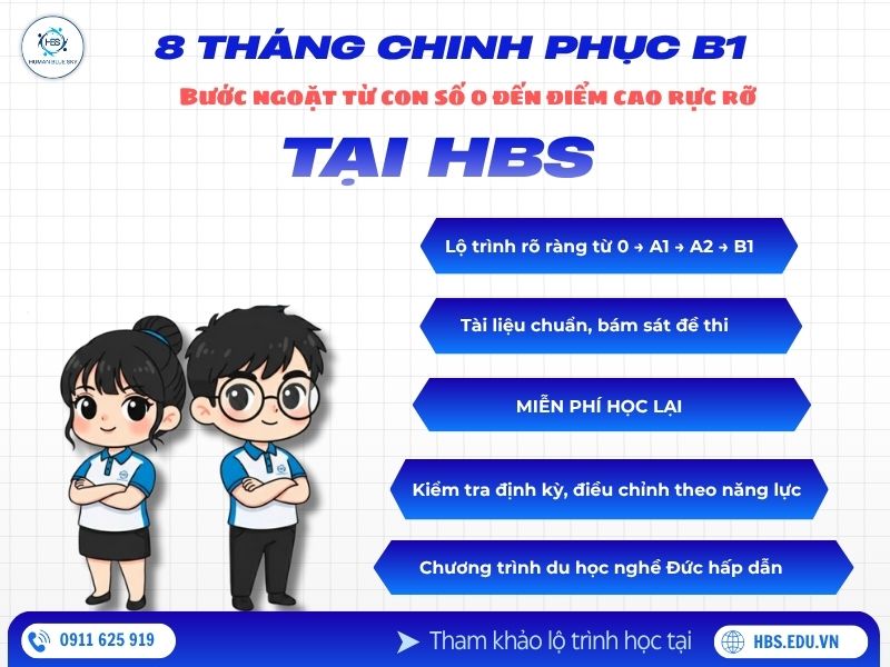 lộ trình 8 tháng học b1 tiếng Đức, Human Blue Sky, du học nghề Đức 