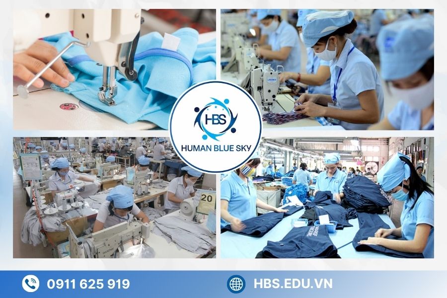 xuất khẩu lao động ngành may mặc, human blue sky